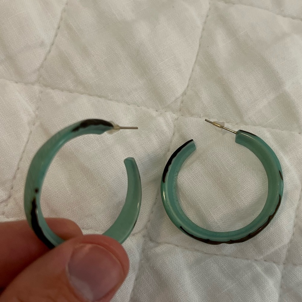 acrylic hoop earrings seafoam green distressed